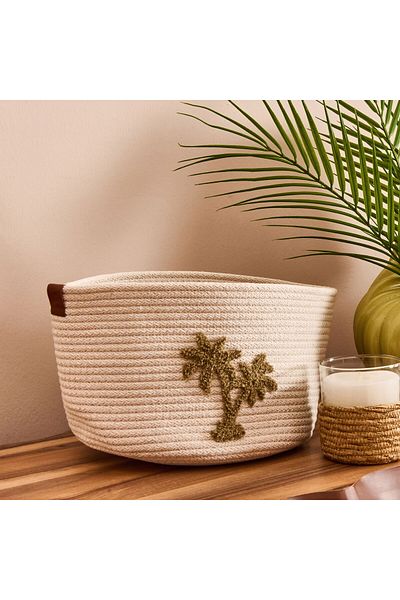 MATMEL Living Palm Breeze Decorative Basket - White - 16X23X23 cm