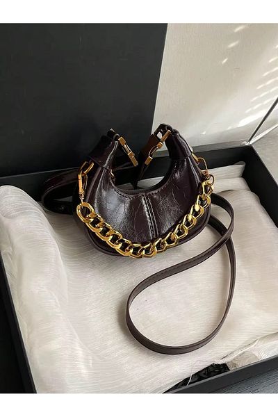 Mojeva Maya Chain Detail Mini Light Brown Women's Hand, Arm and Shoulder Bag