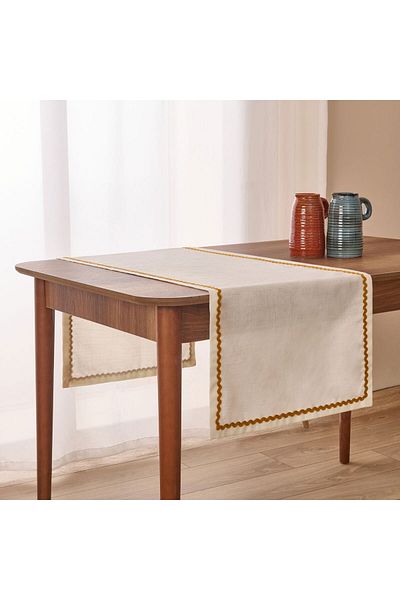 MATMEL Mustard Runner - White - 40X140 cm