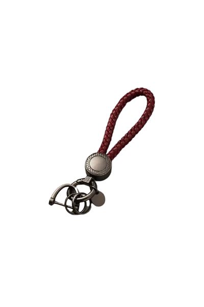 LUVLU Handmade leather keychain with 360 degree rotation, anti-loss D-ring, 2 O-rings, for Men/Women