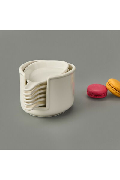 Paçi Ella 6-Piece Cornered Porcelain Sauce Bowl - White - 8 cm