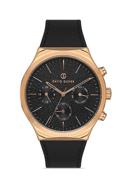 DAVID GUNER Rose Coated Black Dial Men's Watch Dg-8265Gb-R2