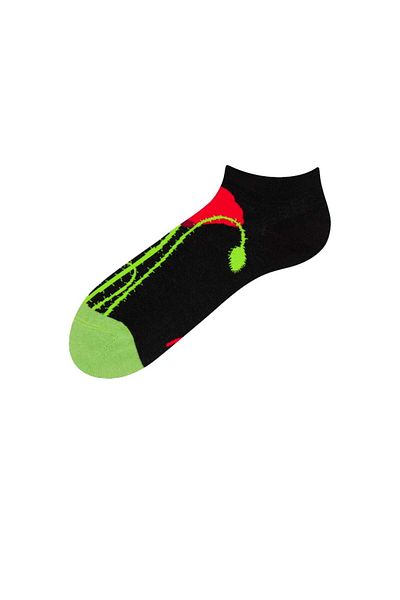 Intisimo Șosete scurte la modă, unisex, mărime universală, imprimeu vesel, model 682, negru/verde