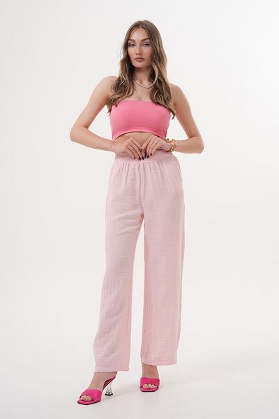 Laressi Muslin Trousers with Elastic Waist and Pockets