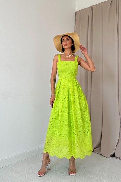 DEAG Equri Oil Green Brode Dress with Strap Apparatus