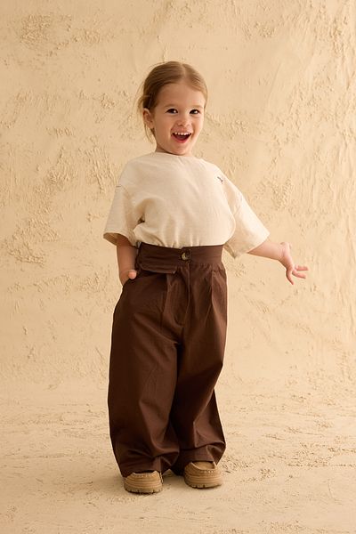 Fahhar Kids Pocket Detailed Baggy Trousers Brown