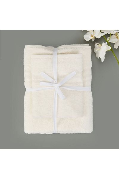 ASPARTAM Ella 2-Piece Turkish Bath Set - White - 50X70 cm + 70X140 cm
