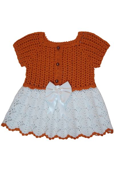 Aykır ı Bebe 1.5-2 Years Old Hand Knitted Ribbon Baby Girl Dress