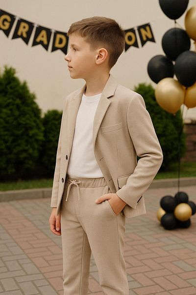 Terry Boy Linen Look Sports Suit with Jacket/ Show /Special Occasion/Graduation Sports Suit