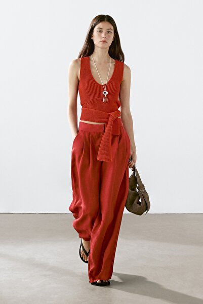 Massimo Dutti Dökümlü pensli pantolon