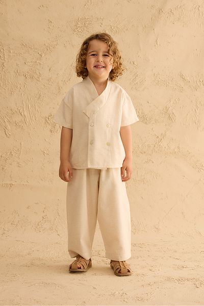 Fahhar Kids Σετ πουκάμισο κιμονό Natural