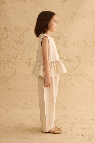 Fahhar Kids Ribbon Linen Suit Natural