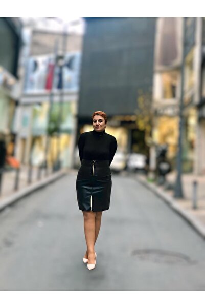 wisteriA FERMUARLI DERİ MİNİ ETEK