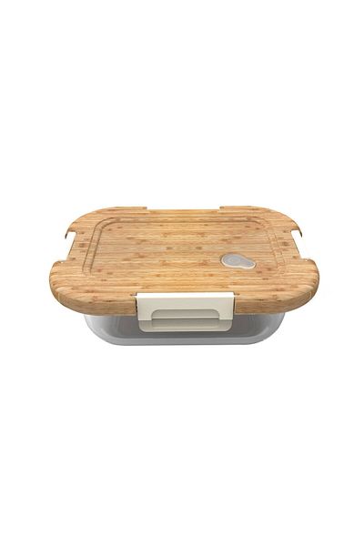 ASPARTAM Glass Storage Container with Lockable Bamboo Lid - Transparent - 2800 ml