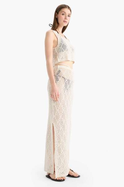 DeFacto Regular Fit Ajurlu Triko Maxi Plaj Eteği-Fall in Love B6888AX25SP