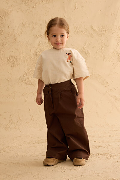 Fahhar Kids Cep Detaylı Baggy Pantolon Kahverengi