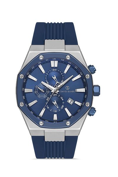 DAVID GUNER Men's Watch with Silver Blue Coated Blue Dial Dg-8821Gd-L3
