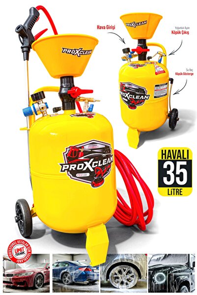 PROXCLEAN Havalı 35 Litre Köpük Tankı Köpük Püskürtme 7 Metre Hortum Metal Tabancalı Detailing Set