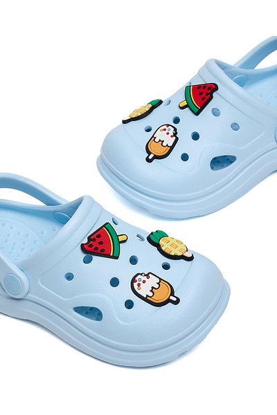 R&B Blue Jibbitz Slingback Clogs