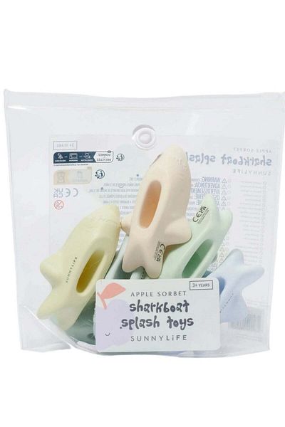 SunnyLife Kids Set Of 6 Shark Boat Splash Toys | Bath Time Or Swimming Pool Play Toys