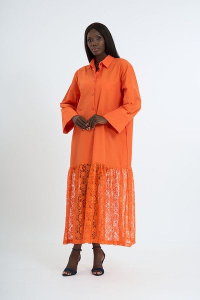 HANIQA Lace Hem Detailed Shirt Dress