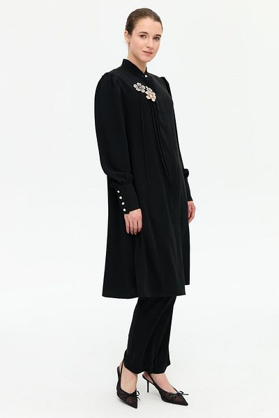 Esswaap Brooch and Piping Detailed Trousers Suit Black