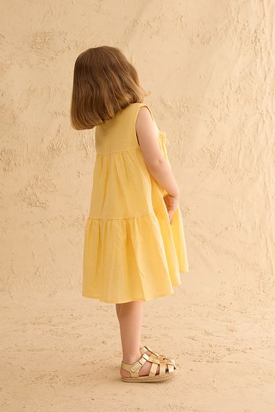 Fahhar Kids Rochie din bumbac stratificată Galben