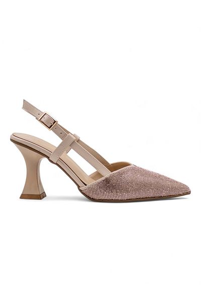WHİTE ANGEL Stoned Goblet Heeled Evening Dress Bronze