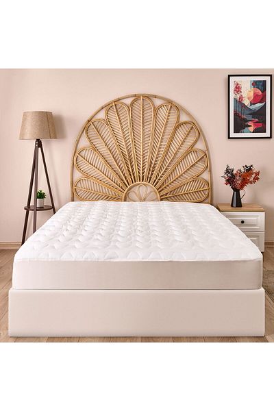 ASPARTAM Fitted Quilted Single Sleeping Pad - White - 100X200 cm