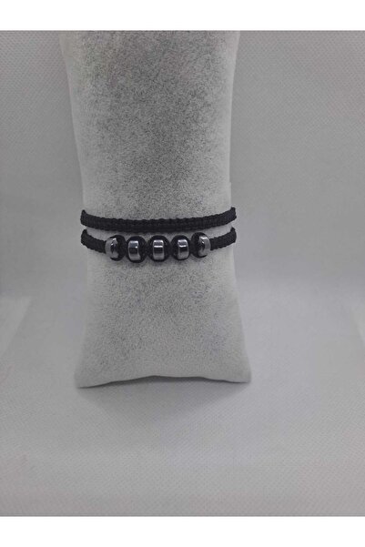 ACCESORİOS Hematite Natural Stone Double Adjustable Size Men's Bracelet |   G...