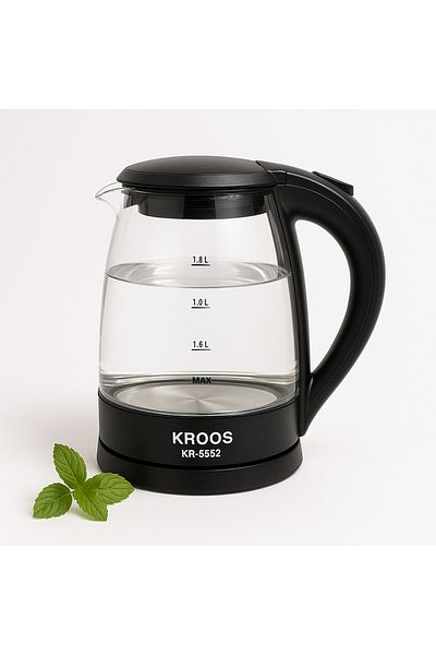 Kroos Cross 1.8L Glass Kettle Boils Water on Auto Shut-Off