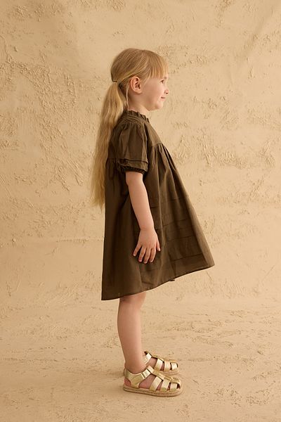 Fahhar Kids Φόρεμα Voile με λεπτομέρεια Nervür Χακί
