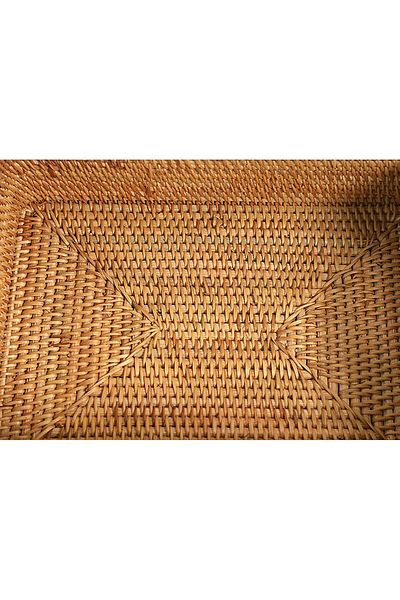 oceanpoint Rattan Organizer, Hand Knitted, Natural Storage Box, Bohemian Style, Shelf Organizer, 30X20 cm