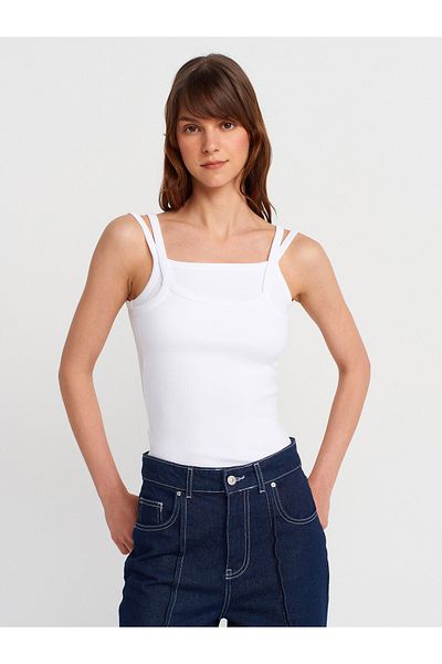 Dilvin 21105 Double Strap Undershirt-White