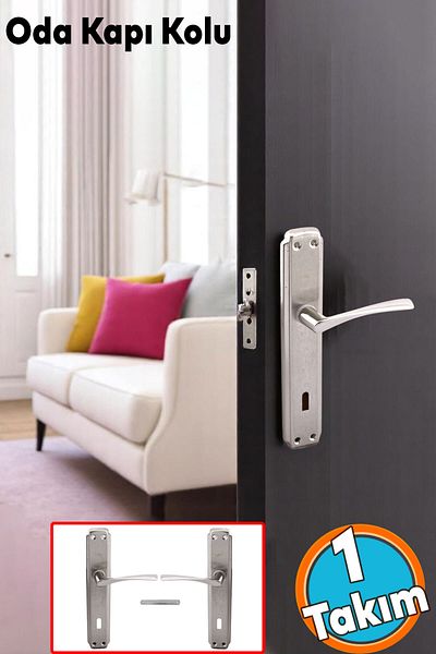 NZB Room Door Handle 1 Set Nickel Inox Mirrored Suitable for Right Left Interior Exterior Wood Pvc Metal Steel Gate Handle