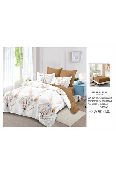 CHIRASO CHIRASO Finet Bedding Set, 6 Pieces, 2 Persons, Sheet 180x200, Duvet Cover 200x230, 4 Pillowcases, Print