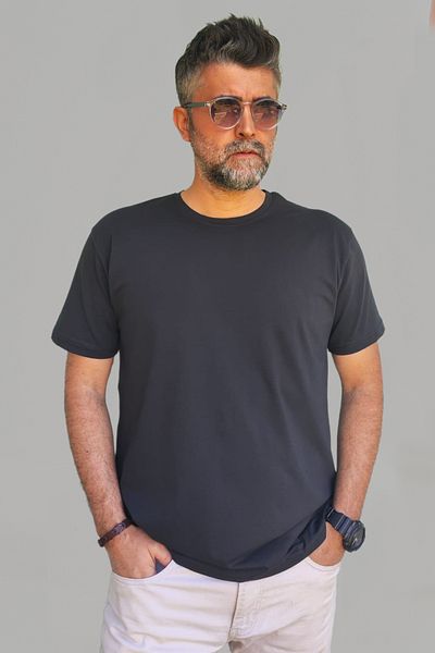 Vien&Karl Ανδρικό μπλουζάκι μαύρο Slim Fit Crew Neck Cotton Elastane Basic