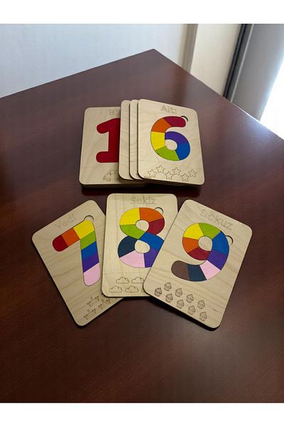 Mind of Toys Wooden Number Learning Puzzle Set, 0 to 9, Color Puzzle, Montessori Mathematics Learning
