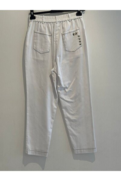 KYR Punto Stitched Denim Trousers Cream