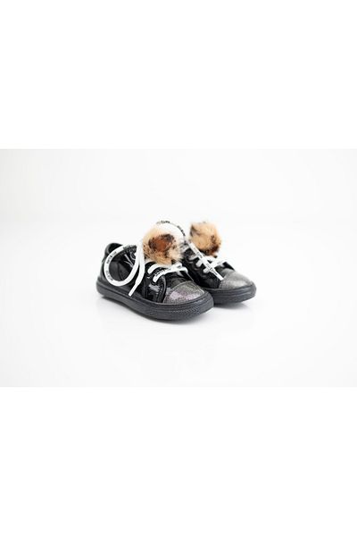 Merli&Rose Girl's Glittery Pompom (Removable) Sports Sneaker Shoes