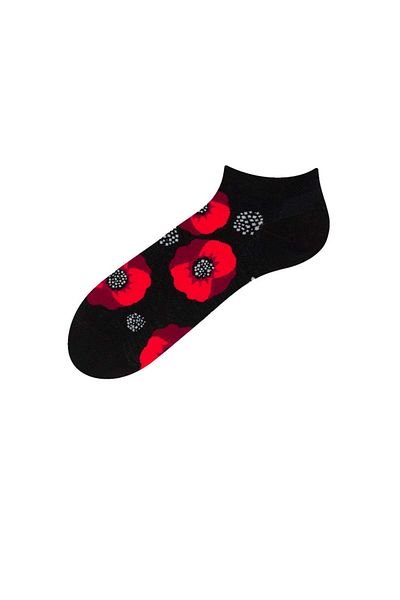 Intisimo Șosete scurte la modă, unisex, mărime universală, imprimeu vesel, model 681, roșu/negru