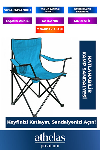 Athelas Katlanabilir 120 Kg Dayanıklı Çantalı Taşıma Askılı Piknik Plaj Balık...