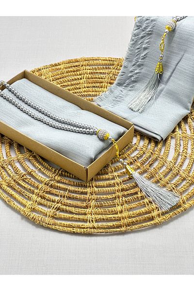 Deniz Elmasları Flamboyant Headscarf and Pearl Prayer Beads Set – Mevlüt, Bohcak and Dowry Gift Box