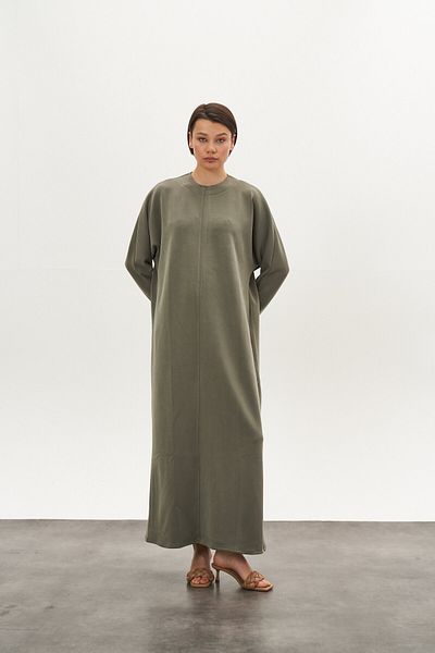 Mevra Front Stitched Modal Dress Khaki
