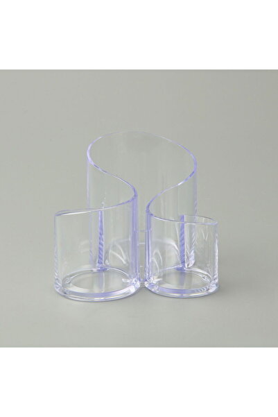 KUT FLY منظم مكياج شفاف 3 أقسام عملي وعصري مقاس 15x15x13 سم