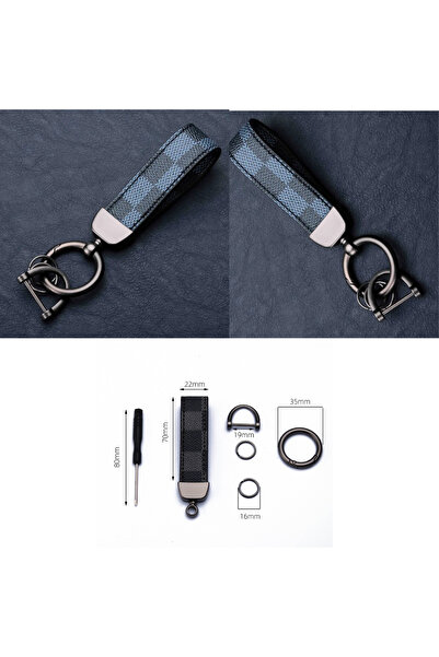 LUVLU Breloc din piele cu rotație la 360 de grade, inel D anti-pierdere, 2 inele mici și șurubelniță