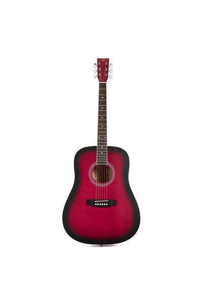 SX SD104RDS, western dreadnought acoustic guitar, sunburst red