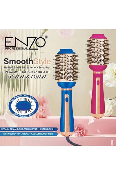 ENZO EN-6216 2-in-1 Straightener & Hot Air Brush (Blue) - Intl Version