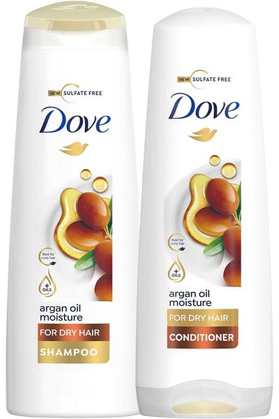 Dove Argan Oil Moisture Shampoo 400ml + Conditioner 350ml – Smooth, Nourished & Frizz-Free Hair