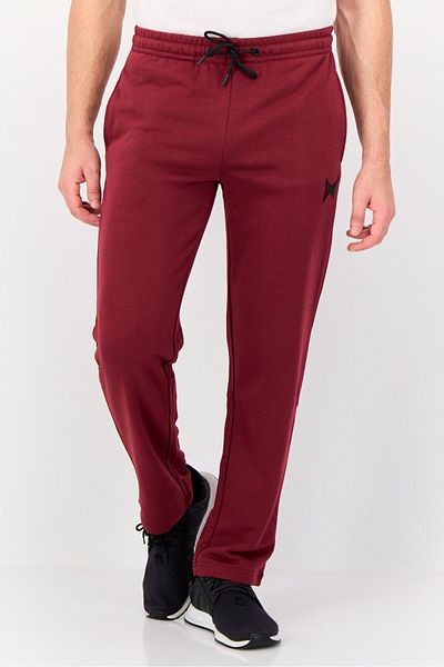 Tapout Men Sportswear Fit Brand Logo Outdoor Sweatpants, Maroon